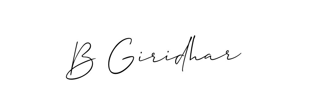 Also we have B Giridhar name is the best signature style. Create professional handwritten signature collection using Allison_Script autograph style. B Giridhar signature style 2 images and pictures png
