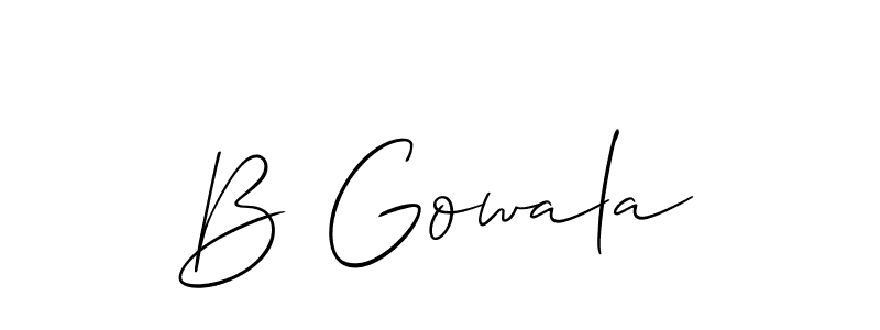 Create a beautiful signature design for name B Gowala. With this signature (Allison_Script) fonts, you can make a handwritten signature for free. B Gowala signature style 2 images and pictures png