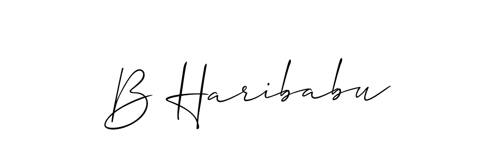 Create a beautiful signature design for name B Haribabu. With this signature (Allison_Script) fonts, you can make a handwritten signature for free. B Haribabu signature style 2 images and pictures png