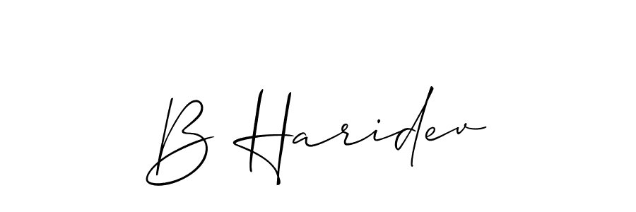 How to make B Haridev signature? Allison_Script is a professional autograph style. Create handwritten signature for B Haridev name. B Haridev signature style 2 images and pictures png