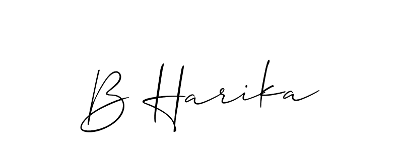 Make a beautiful signature design for name B Harika. With this signature (Allison_Script) style, you can create a handwritten signature for free. B Harika signature style 2 images and pictures png