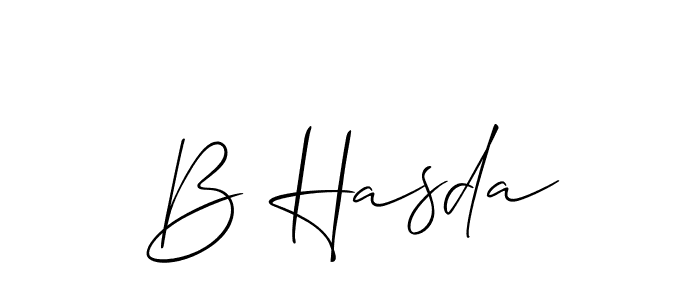 You should practise on your own different ways (Allison_Script) to write your name (B Hasda) in signature. don't let someone else do it for you. B Hasda signature style 2 images and pictures png