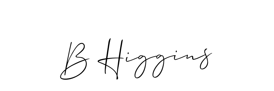 Also You can easily find your signature by using the search form. We will create B Higgins name handwritten signature images for you free of cost using Allison_Script sign style. B Higgins signature style 2 images and pictures png