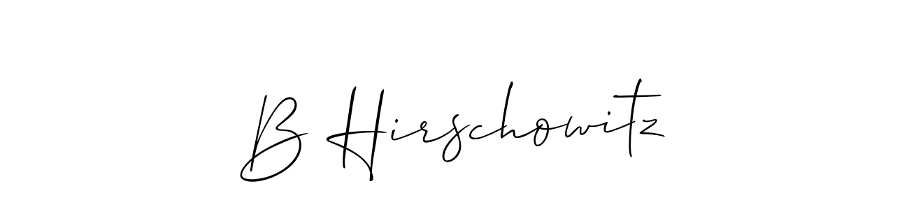 Design your own signature with our free online signature maker. With this signature software, you can create a handwritten (Allison_Script) signature for name B Hirschowitz. B Hirschowitz signature style 2 images and pictures png