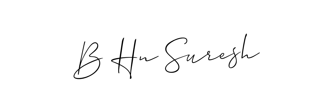 How to make B Hn Suresh name signature. Use Allison_Script style for creating short signs online. This is the latest handwritten sign. B Hn Suresh signature style 2 images and pictures png