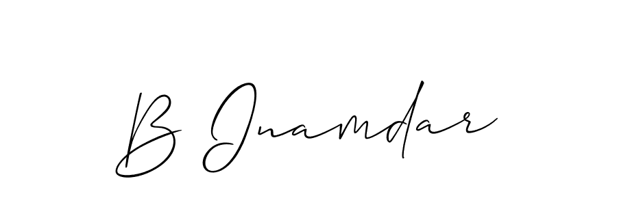 Also we have B Inamdar name is the best signature style. Create professional handwritten signature collection using Allison_Script autograph style. B Inamdar signature style 2 images and pictures png