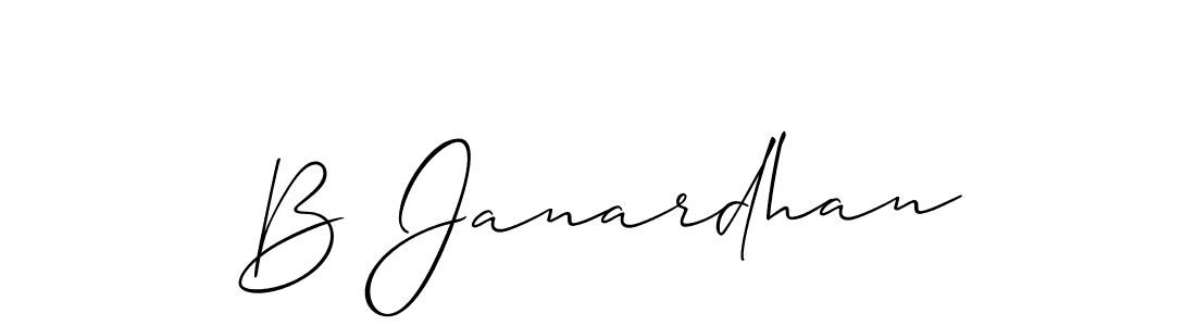 Make a beautiful signature design for name B Janardhan. With this signature (Allison_Script) style, you can create a handwritten signature for free. B Janardhan signature style 2 images and pictures png