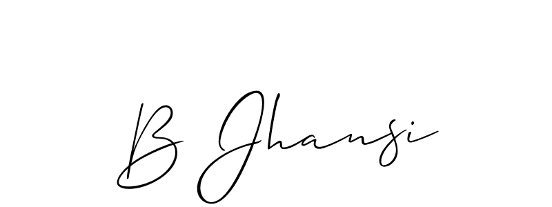 if you are searching for the best signature style for your name B Jhansi. so please give up your signature search. here we have designed multiple signature styles  using Allison_Script. B Jhansi signature style 2 images and pictures png
