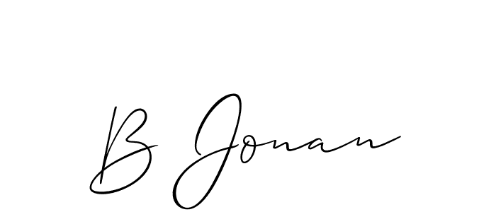 How to make B Jonan name signature. Use Allison_Script style for creating short signs online. This is the latest handwritten sign. B Jonan signature style 2 images and pictures png