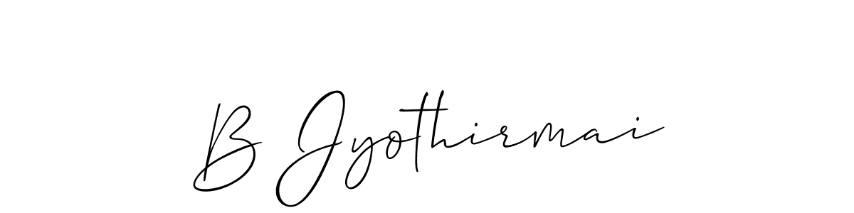 How to make B Jyothirmai name signature. Use Allison_Script style for creating short signs online. This is the latest handwritten sign. B Jyothirmai signature style 2 images and pictures png