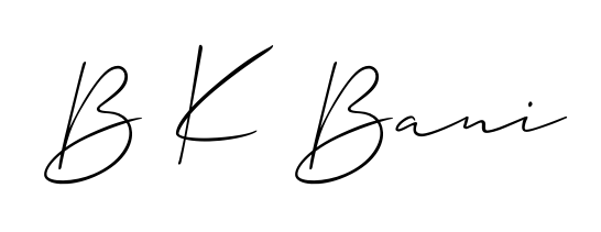 Create a personalized artistic stamp with B K Bani in Allison_Script font. Perfect for visual artists, designers, and influencers. B K Bani signature style 2 images and pictures png