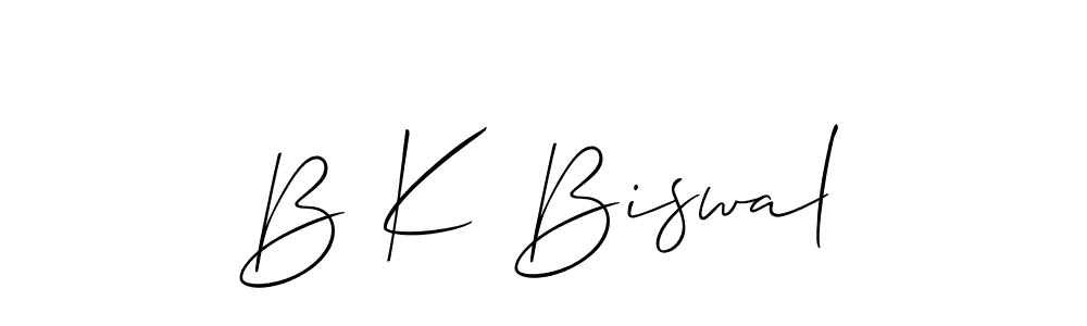 How to make B K Biswal name signature. Use Allison_Script style for creating short signs online. This is the latest handwritten sign. B K Biswal signature style 2 images and pictures png