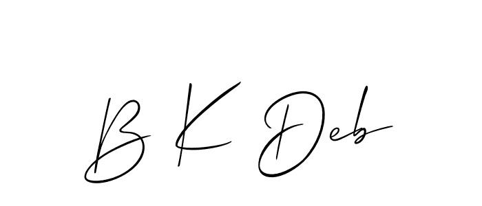 Also we have B K Deb name is the best signature style. Create professional handwritten signature collection using Allison_Script autograph style. B K Deb signature style 2 images and pictures png