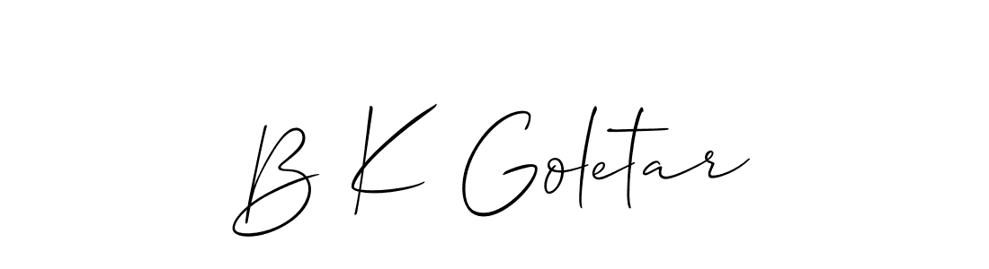 Create a beautiful signature design for name B K Goletar. With this signature (Allison_Script) fonts, you can make a handwritten signature for free. B K Goletar signature style 2 images and pictures png