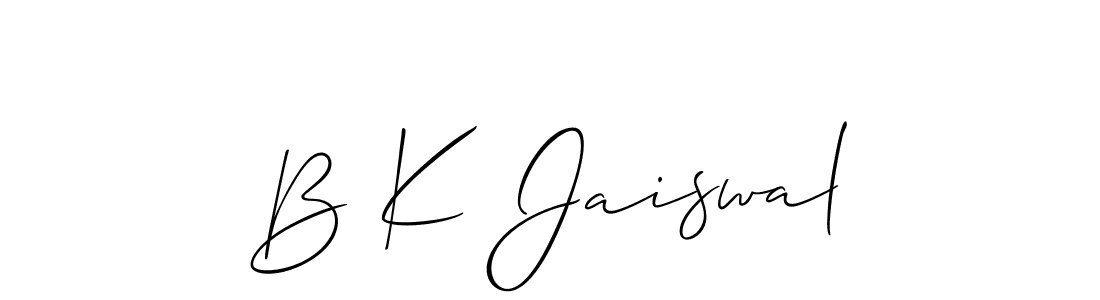 Create a beautiful signature design for name B K Jaiswal. With this signature (Allison_Script) fonts, you can make a handwritten signature for free. B K Jaiswal signature style 2 images and pictures png