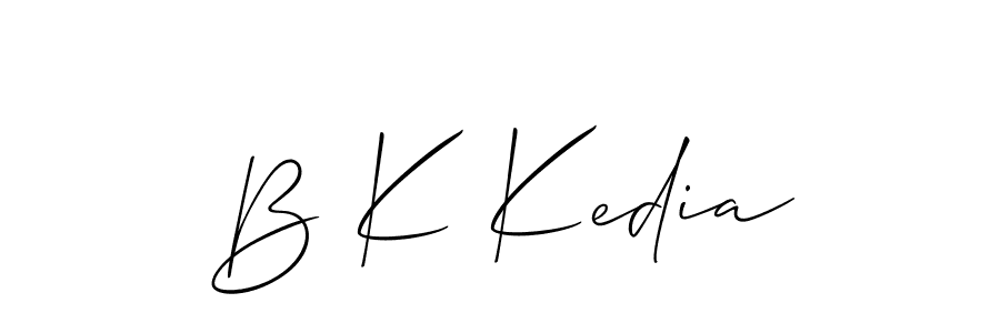 if you are searching for the best signature style for your name B K Kedia. so please give up your signature search. here we have designed multiple signature styles  using Allison_Script. B K Kedia signature style 2 images and pictures png