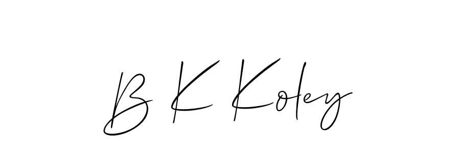 Use a signature maker to create a handwritten signature online. With this signature software, you can design (Allison_Script) your own signature for name B K Koley. B K Koley signature style 2 images and pictures png