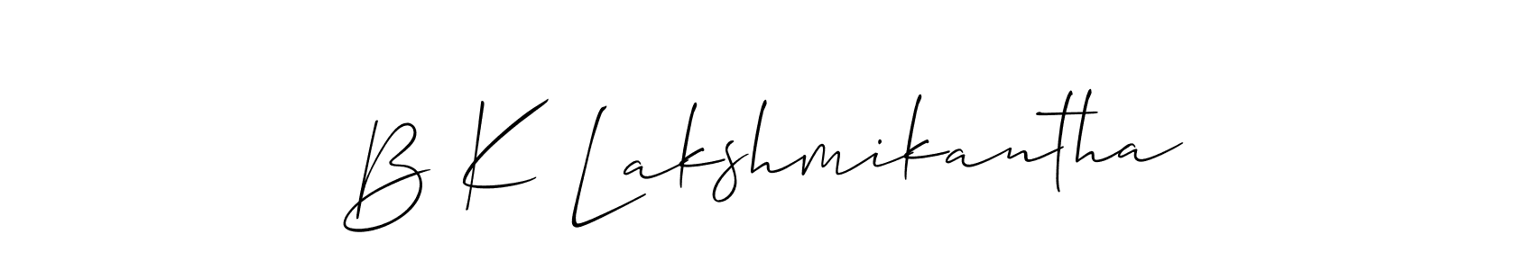 Make a short B K Lakshmikantha signature style. Manage your documents anywhere anytime using Allison_Script. Create and add eSignatures, submit forms, share and send files easily. B K Lakshmikantha signature style 2 images and pictures png