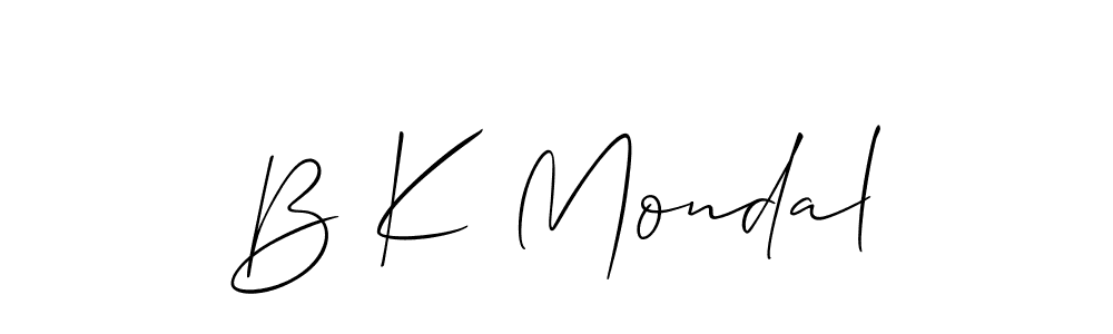 Allison_Script is a professional signature style that is perfect for those who want to add a touch of class to their signature. It is also a great choice for those who want to make their signature more unique. Get B K Mondal name to fancy signature for free. B K Mondal signature style 2 images and pictures png