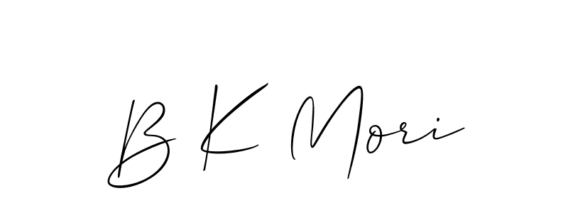 Make a beautiful signature design for name B K Mori. With this signature (Allison_Script) style, you can create a handwritten signature for free. B K Mori signature style 2 images and pictures png
