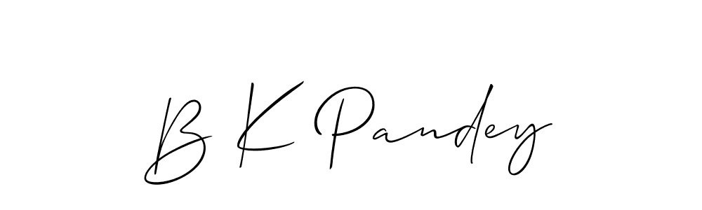 Allison_Script is a professional signature style that is perfect for those who want to add a touch of class to their signature. It is also a great choice for those who want to make their signature more unique. Get B K Pandey name to fancy signature for free. B K Pandey signature style 2 images and pictures png