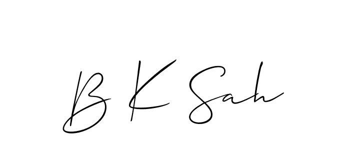 Also we have B K Sah name is the best signature style. Create professional handwritten signature collection using Allison_Script autograph style. B K Sah signature style 2 images and pictures png