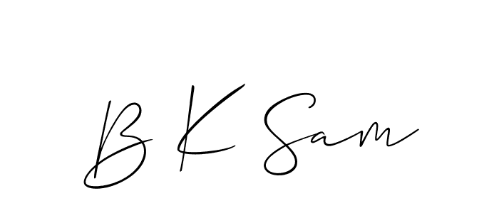 if you are searching for the best signature style for your name B K Sam. so please give up your signature search. here we have designed multiple signature styles  using Allison_Script. B K Sam signature style 2 images and pictures png