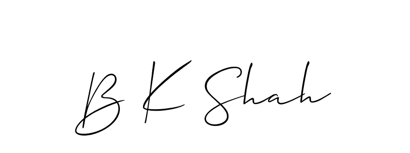 Also You can easily find your signature by using the search form. We will create B K Shah name handwritten signature images for you free of cost using Allison_Script sign style. B K Shah signature style 2 images and pictures png