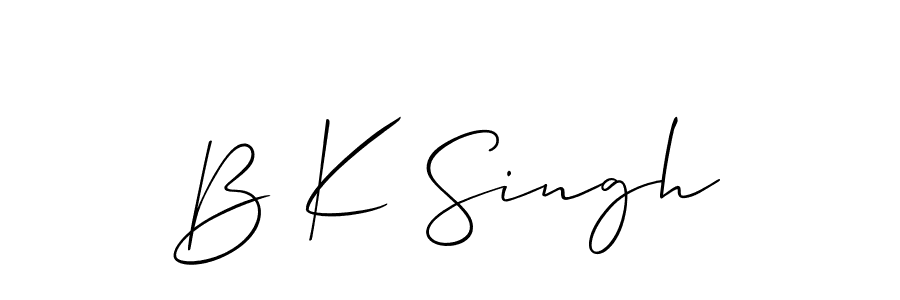 Use a signature maker to create a handwritten signature online. With this signature software, you can design (Allison_Script) your own signature for name B K Singh. B K Singh signature style 2 images and pictures png