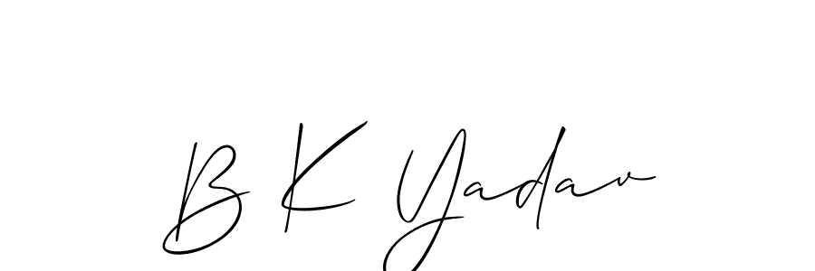 Allison_Script is a professional signature style that is perfect for those who want to add a touch of class to their signature. It is also a great choice for those who want to make their signature more unique. Get B K Yadav name to fancy signature for free. B K Yadav signature style 2 images and pictures png