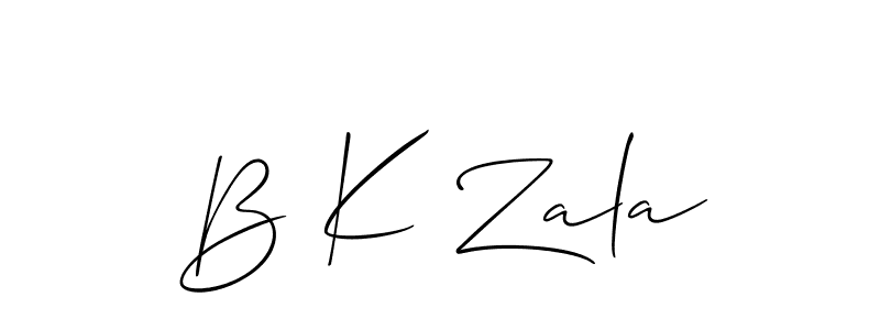 You can use this online signature creator to create a handwritten signature for the name B K Zala. This is the best online autograph maker. B K Zala signature style 2 images and pictures png
