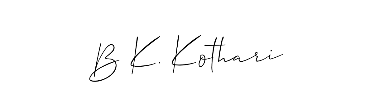 Make a short B K. Kothari signature style. Manage your documents anywhere anytime using Allison_Script. Create and add eSignatures, submit forms, share and send files easily. B K. Kothari signature style 2 images and pictures png