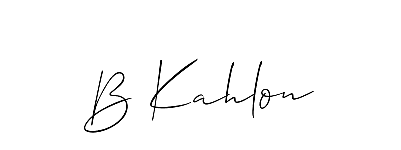 Also You can easily find your signature by using the search form. We will create B Kahlon name handwritten signature images for you free of cost using Allison_Script sign style. B Kahlon signature style 2 images and pictures png