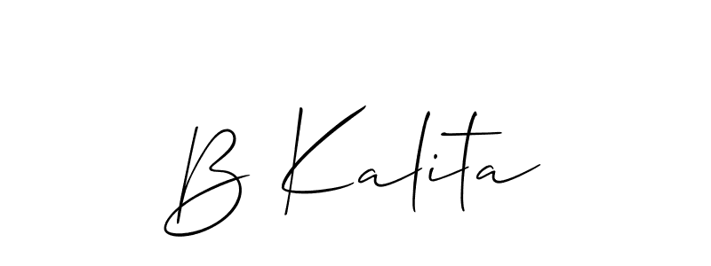 Allison_Script is a professional signature style that is perfect for those who want to add a touch of class to their signature. It is also a great choice for those who want to make their signature more unique. Get B Kalita name to fancy signature for free. B Kalita signature style 2 images and pictures png