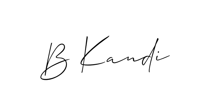 The best way (Allison_Script) to make a short signature is to pick only two or three words in your name. The name B Kandi include a total of six letters. For converting this name. B Kandi signature style 2 images and pictures png