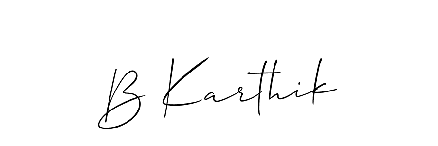 Use a signature maker to create a handwritten signature online. With this signature software, you can design (Allison_Script) your own signature for name B Karthik. B Karthik signature style 2 images and pictures png