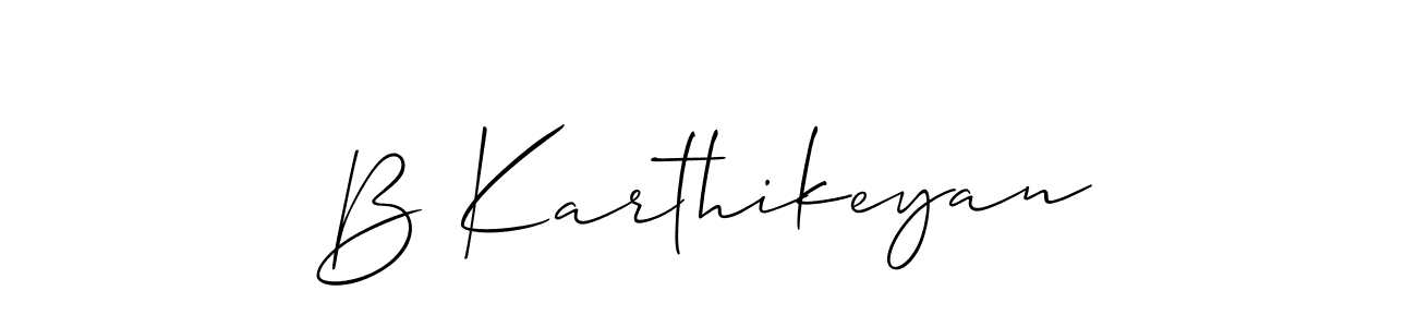 You should practise on your own different ways (Allison_Script) to write your name (B Karthikeyan) in signature. don't let someone else do it for you. B Karthikeyan signature style 2 images and pictures png