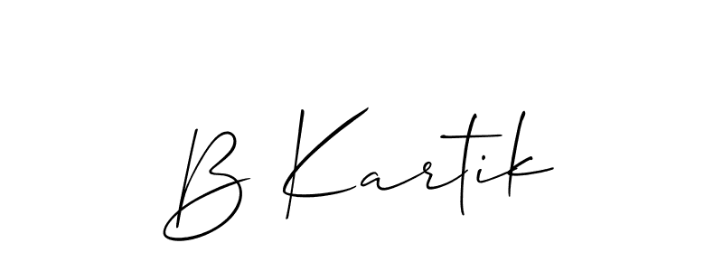 You should practise on your own different ways (Allison_Script) to write your name (B Kartik) in signature. don't let someone else do it for you. B Kartik signature style 2 images and pictures png