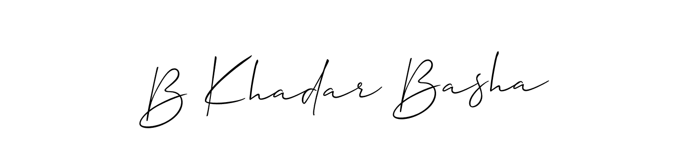 Design your own signature with our free online signature maker. With this signature software, you can create a handwritten (Allison_Script) signature for name B Khadar Basha. B Khadar Basha signature style 2 images and pictures png