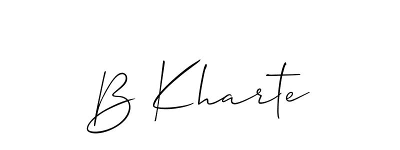 Allison_Script is a professional signature style that is perfect for those who want to add a touch of class to their signature. It is also a great choice for those who want to make their signature more unique. Get B Kharte name to fancy signature for free. B Kharte signature style 2 images and pictures png