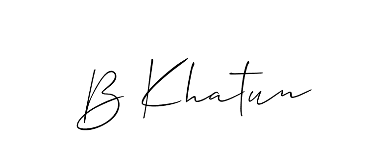 How to make B Khatun name signature. Use Allison_Script style for creating short signs online. This is the latest handwritten sign. B Khatun signature style 2 images and pictures png