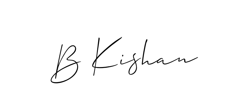 The best way (Allison_Script) to make a short signature is to pick only two or three words in your name. The name B Kishan include a total of six letters. For converting this name. B Kishan signature style 2 images and pictures png