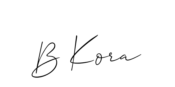 Also You can easily find your signature by using the search form. We will create B Kora name handwritten signature images for you free of cost using Allison_Script sign style. B Kora signature style 2 images and pictures png
