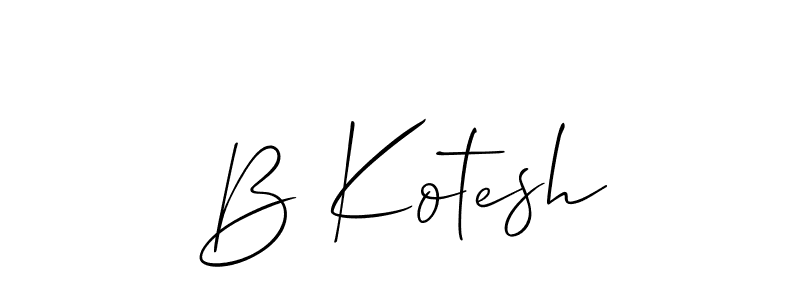 The best way (Allison_Script) to make a short signature is to pick only two or three words in your name. The name B Kotesh include a total of six letters. For converting this name. B Kotesh signature style 2 images and pictures png