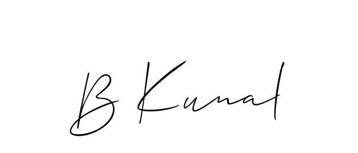 Also we have B Kunal name is the best signature style. Create professional handwritten signature collection using Allison_Script autograph style. B Kunal signature style 2 images and pictures png