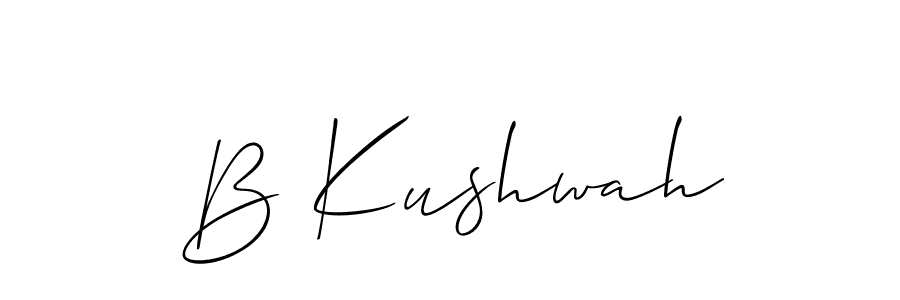 The best way (Allison_Script) to make a short signature is to pick only two or three words in your name. The name B Kushwah include a total of six letters. For converting this name. B Kushwah signature style 2 images and pictures png