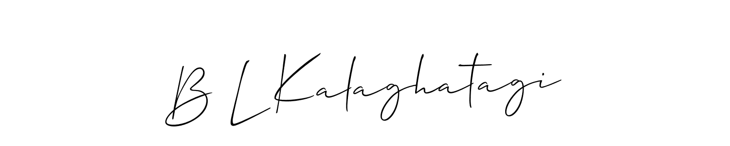 The best way (Allison_Script) to make a short signature is to pick only two or three words in your name. The name B L Kalaghatagi include a total of six letters. For converting this name. B L Kalaghatagi signature style 2 images and pictures png