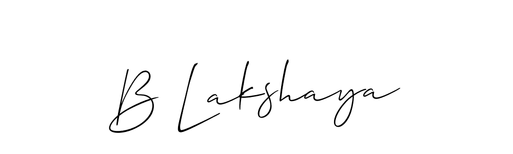 Allison_Script is a professional signature style that is perfect for those who want to add a touch of class to their signature. It is also a great choice for those who want to make their signature more unique. Get B Lakshaya name to fancy signature for free. B Lakshaya signature style 2 images and pictures png