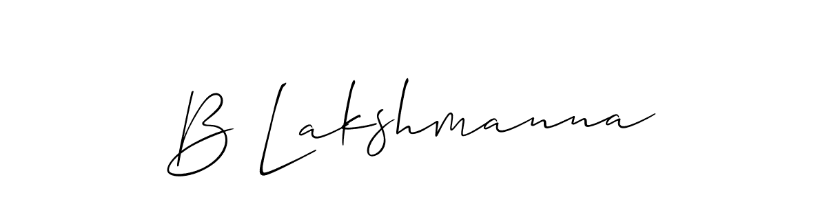 The best way (Allison_Script) to make a short signature is to pick only two or three words in your name. The name B Lakshmanna include a total of six letters. For converting this name. B Lakshmanna signature style 2 images and pictures png