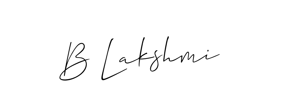 The best way (Allison_Script) to make a short signature is to pick only two or three words in your name. The name B Lakshmi include a total of six letters. For converting this name. B Lakshmi signature style 2 images and pictures png